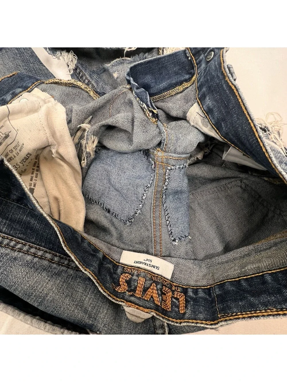 Levi's 514 Denim Slim Straight Men's Distressed Jeans 31 X 32